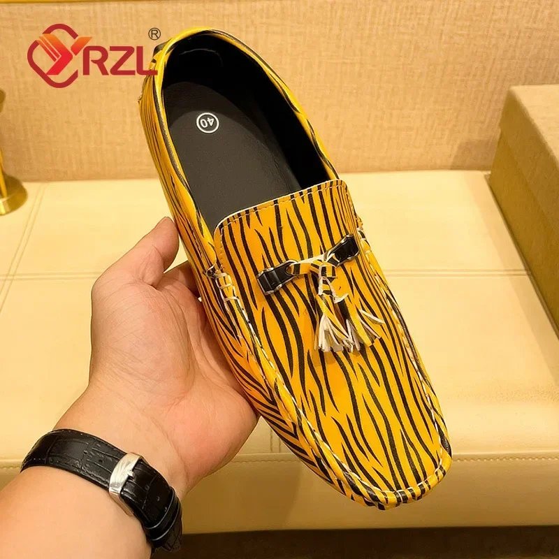 YRZL Men White Loafers Tassel Casual Luxury Men Shoes Handmade PU Leather Moccasins Light Breathable Slip on Boat Shoes for Men
