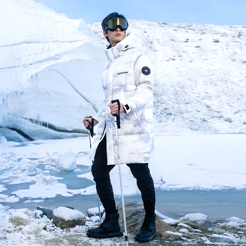 

Chericom Men's Mid-length Down Jackets Hooded Winter Outdoor Sports Thickened Mountaineering Cold-proof Puffer Coats Y299618Y