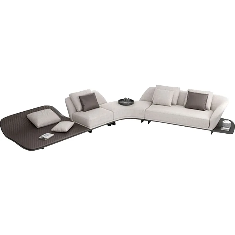 

Leather sofa Italian minimalist light luxury curved corner sofa