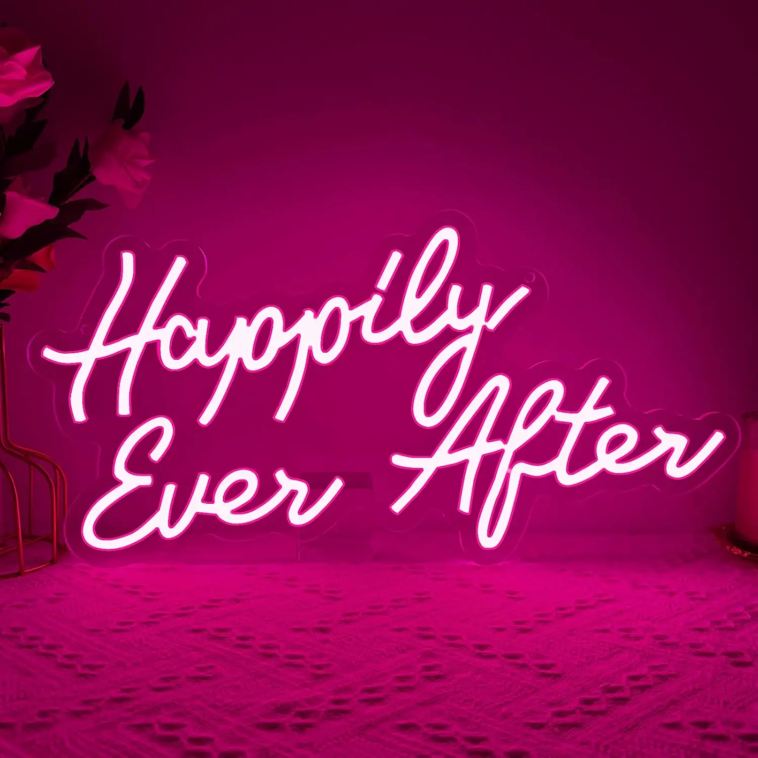 

Неоновая светодиодная вывеска «Happily Ever After» – регулируемая по яркости USB-подсветка для декора стен на свадьбу, девичник, помолвку, День святого Валентина.