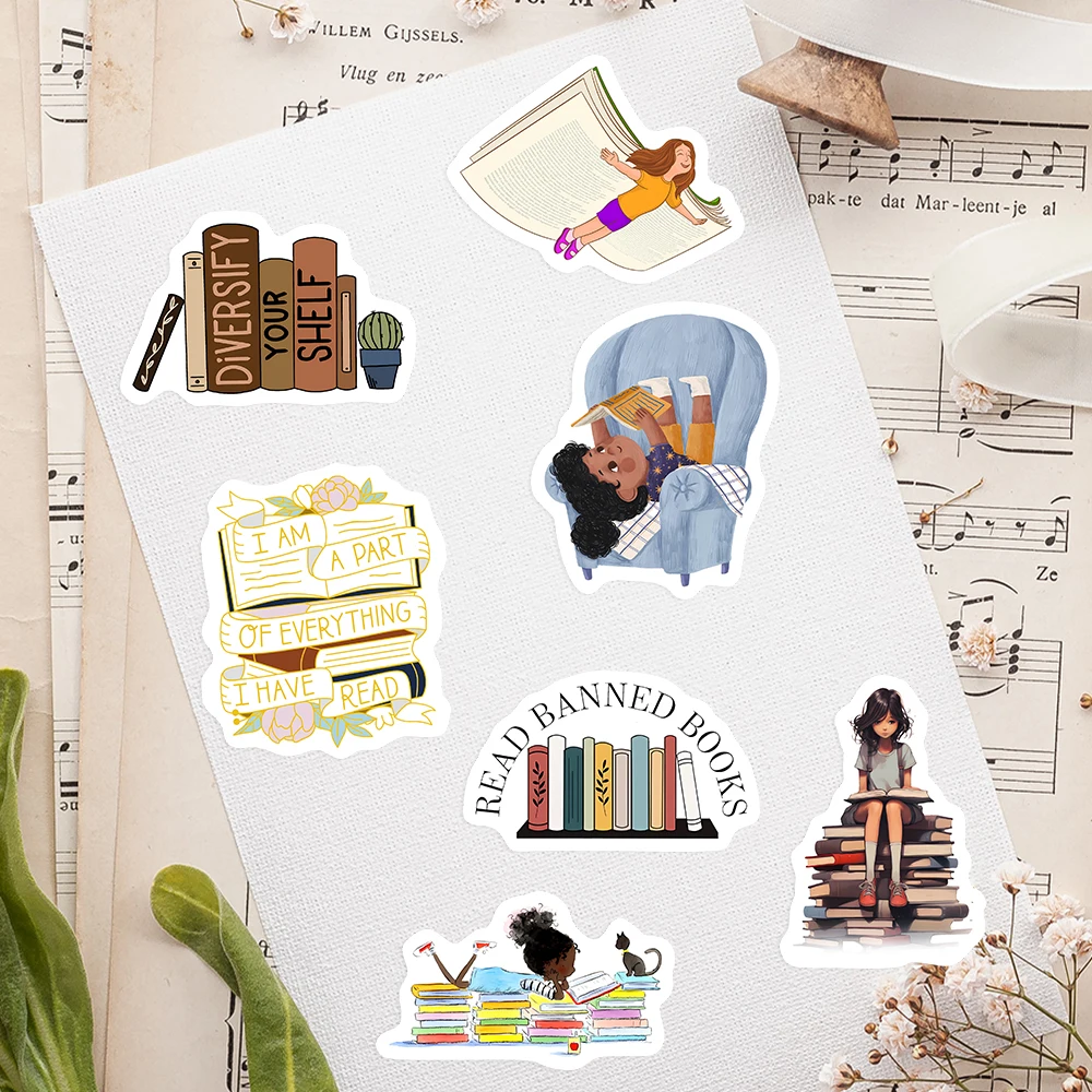 Reading Book Stickers Student School Season Gift Waterproof Scrapbooking Notebook Decorative Stickers for DIY Laptop Phone Kids