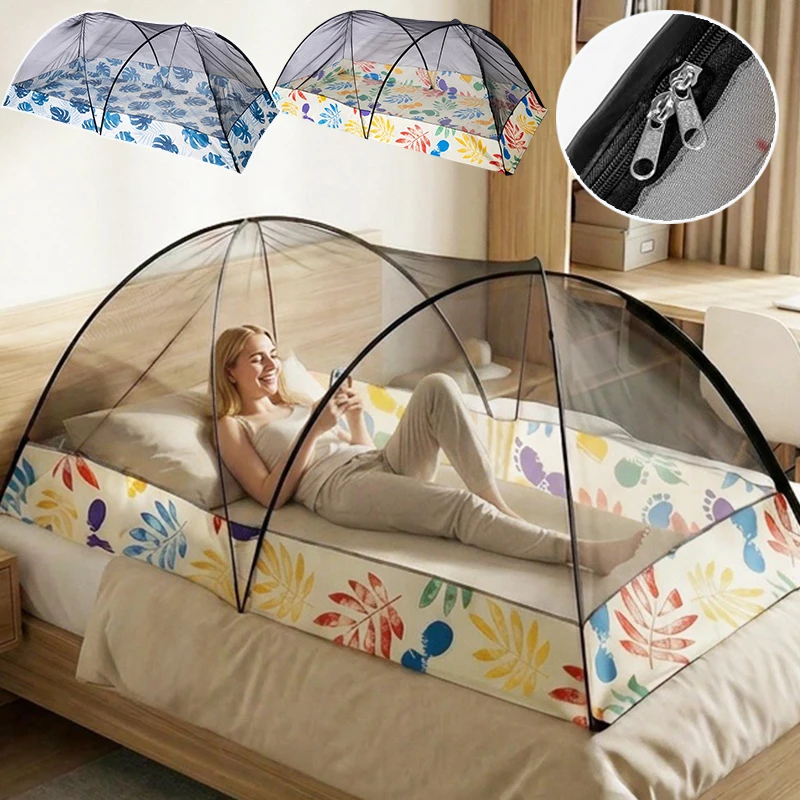 360° Full Coverage Mosquito Net–Multifunctional Bed Canopy with Zipper for Indoor Outdoor,Durable Mesh for Dorm,Camping,Travel