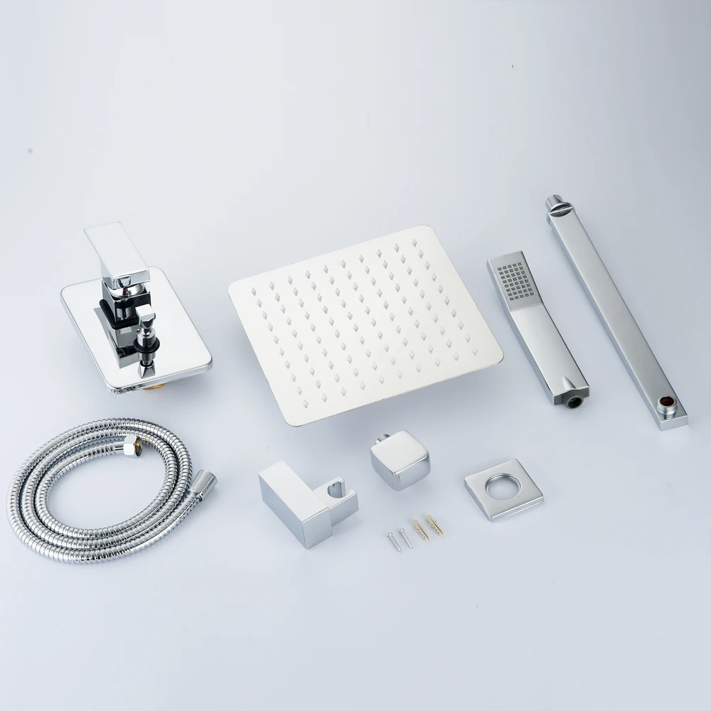 BAKALA Luxury 8-10-12-16 inch Stainless Steel Bathroom rain  shower faucets head shower set with hand shower shower kit