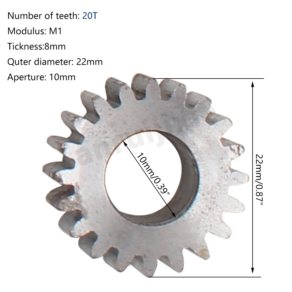 Pinion 20T Steel Gear SIEG C2-039&C3&SC2&JET BD-6&JET BD-7/-X7&Grizzly G8688 Lathe Spares