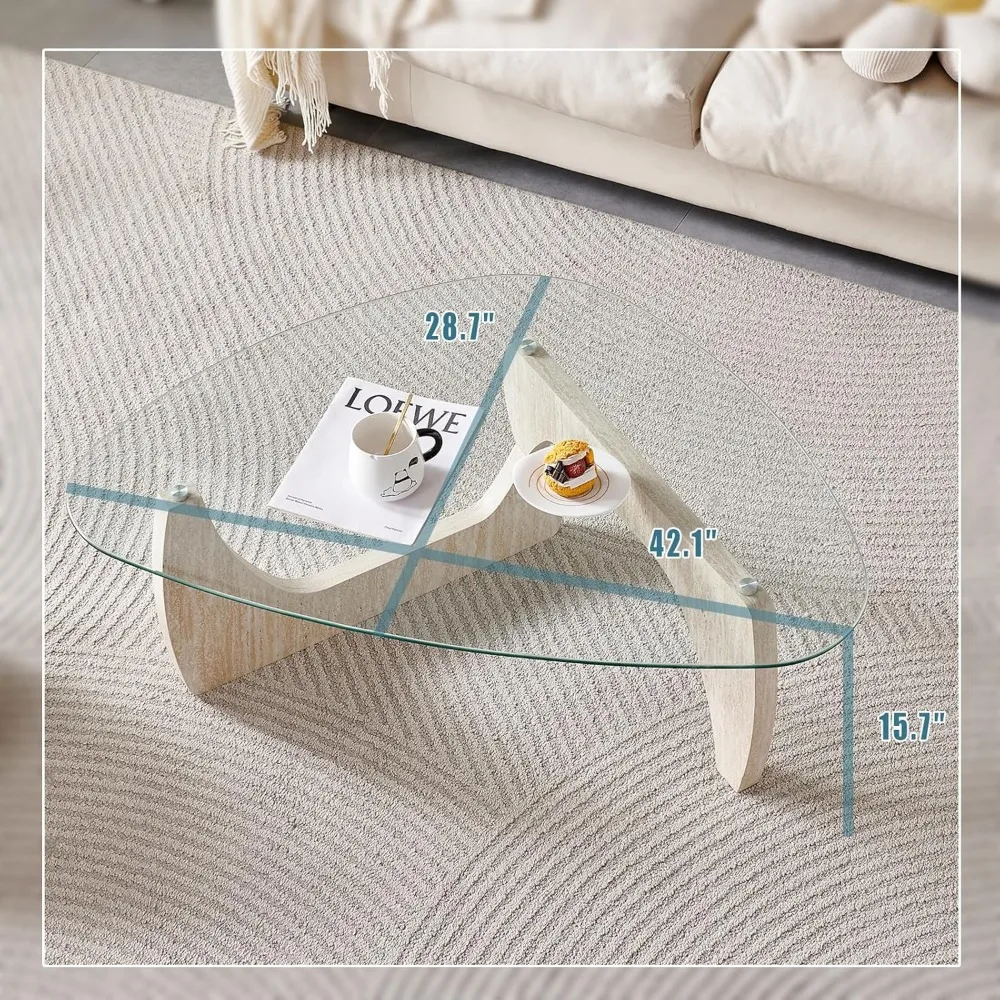 Modern Marble Coffee Table - Elegant Wooden Design for Contemporary Living Rooms