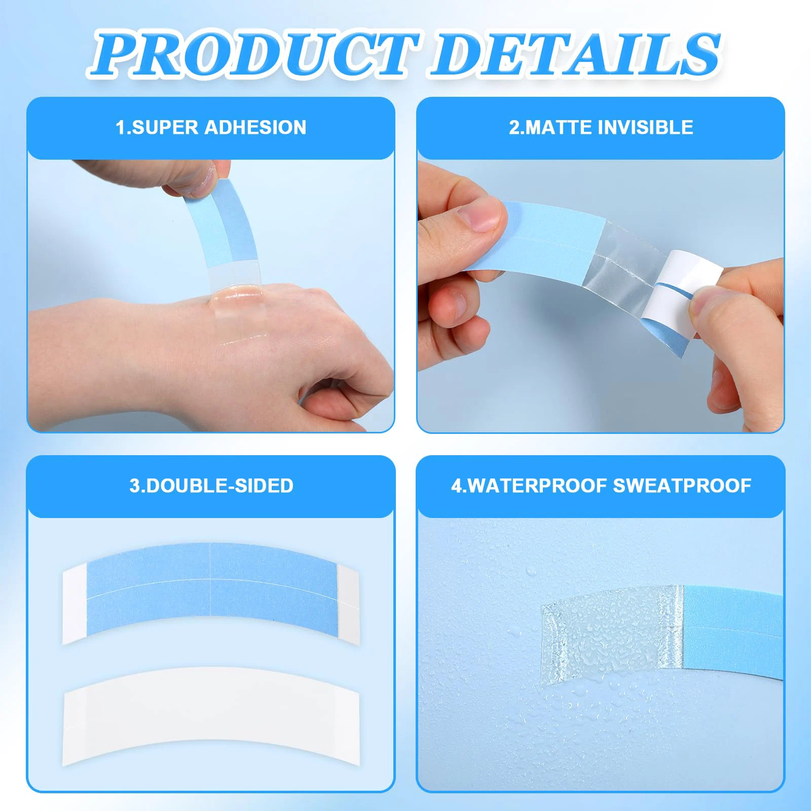 36/72Pcs Waterproof Adhesive Tape Lace Front Wig Tape Lace Wig Tape For Hair Extension Lace Front Support Toupee Wigs - view 5