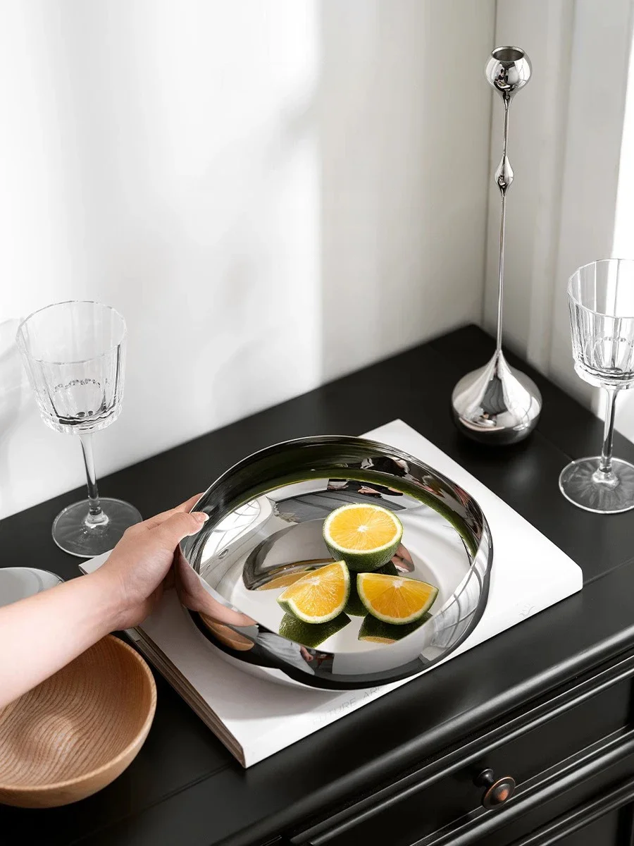 Creative Tableware Stainless Steel Fruit Bowl Plate Tray For Salad Dessert Living Room Dinner Table Home Decoration Scandinavian