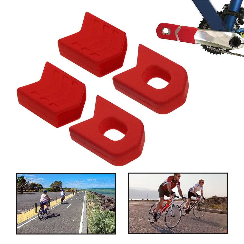 1 Pair Crank Protective Sleeve Crankset Protector MTB Mountain Bike Gear Pedal Silicone Non-slip Protective Cover Bicycle Tools