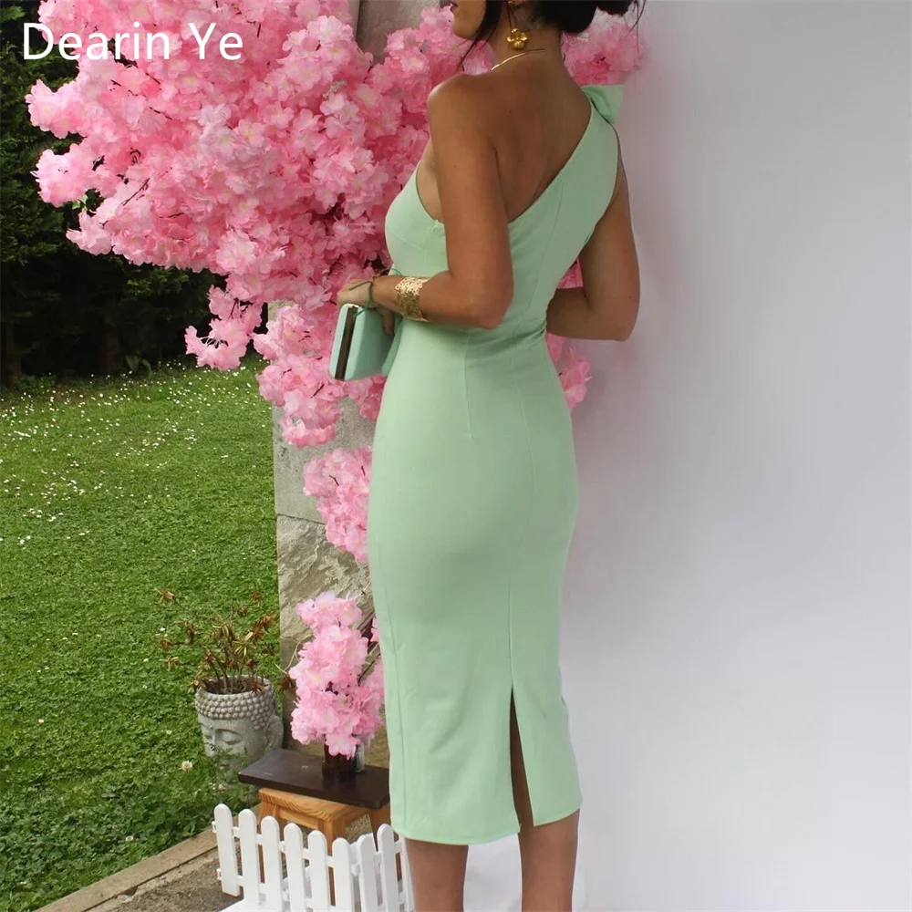 Customized Formal Gown Prom Dearin One-shoulder Column Tea Length Skirts Fold Bespoke Occasion Dresses Saudi Arabia Evening Dres