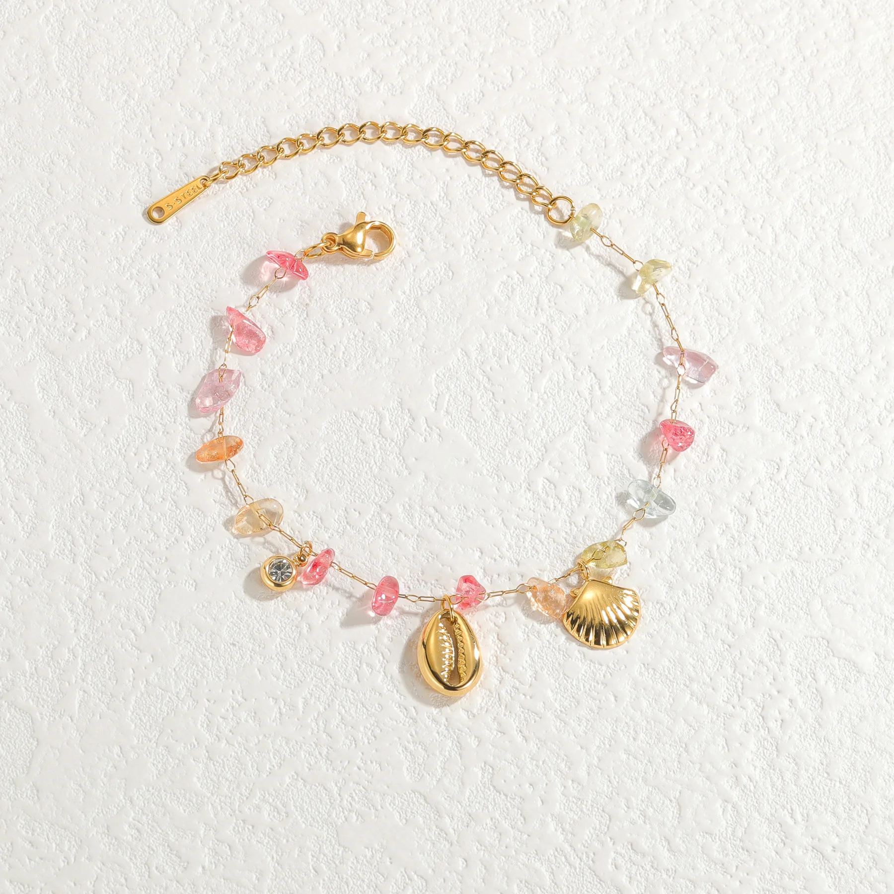 Nextvance Trendy Multi-layers Colorful Stones Bracelets Shell For Women Stainless Steel Gold Plated Chain Jewelry Gifts