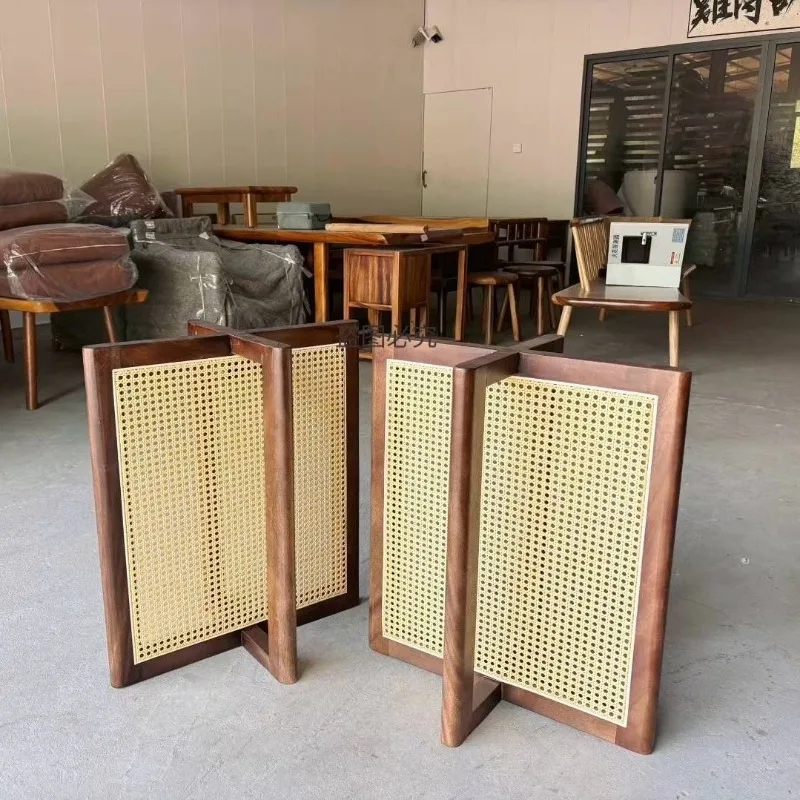New walnut rattan braided surface special-shaped table legs solid wood bracket base table foot dining table support log
