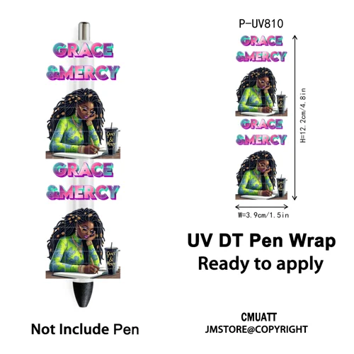 

Christian Hope African American Woman UV DTF Pen Wraps Durable Custom Logo Labels Waterproof Stickers For DIY Customized Craft