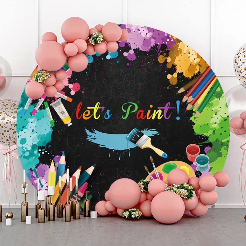 Laeacco Let 'S Paint Party ฉากหลังสีน้ำ Graffiti Splatter สีเด็กวันเกิดภาพที่กำหนดเองการถ่ายภาพพื้นหลัง