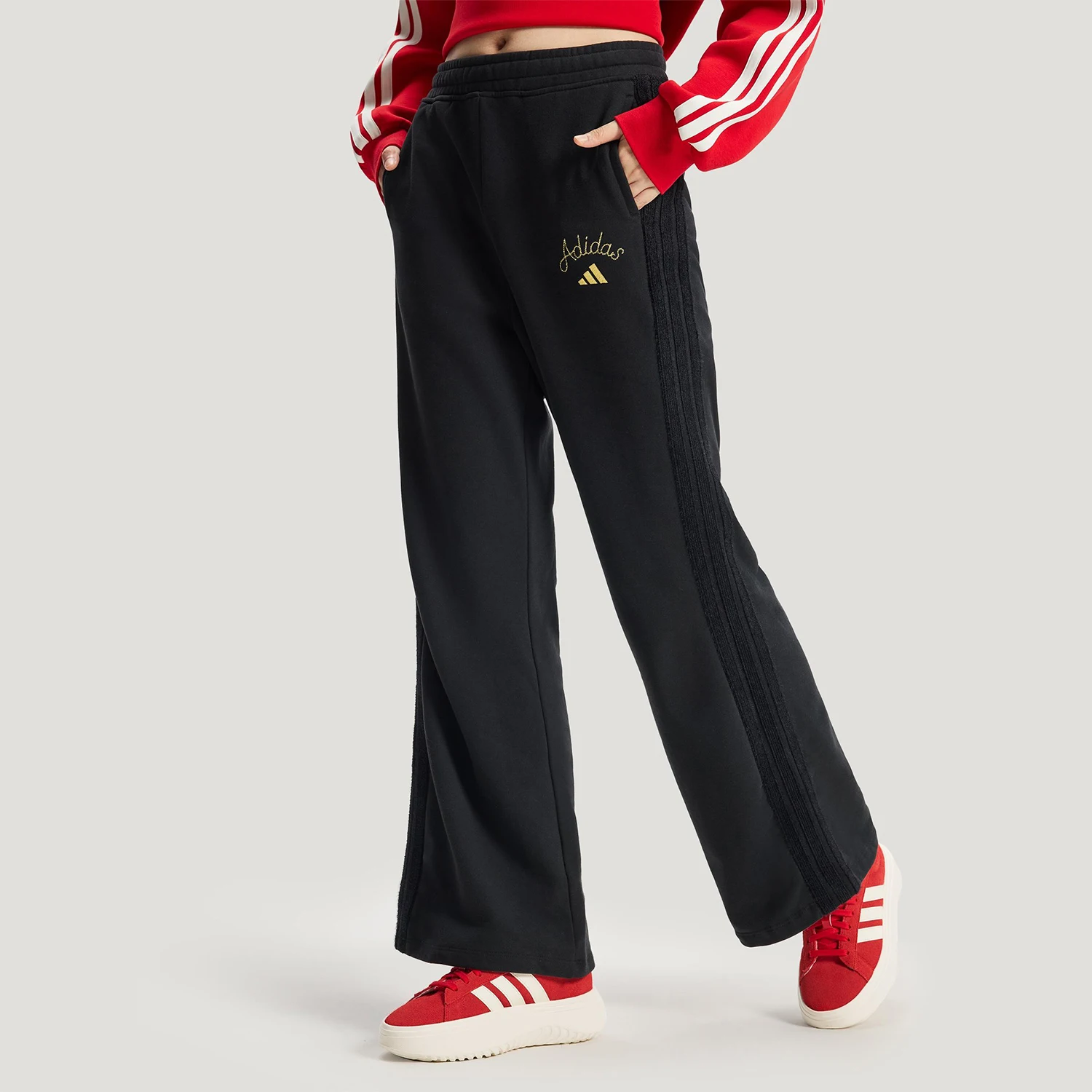 

Adidas Authentic Women's Fashion Skin-Friendly Soft Knitted Flared Pants KR0417