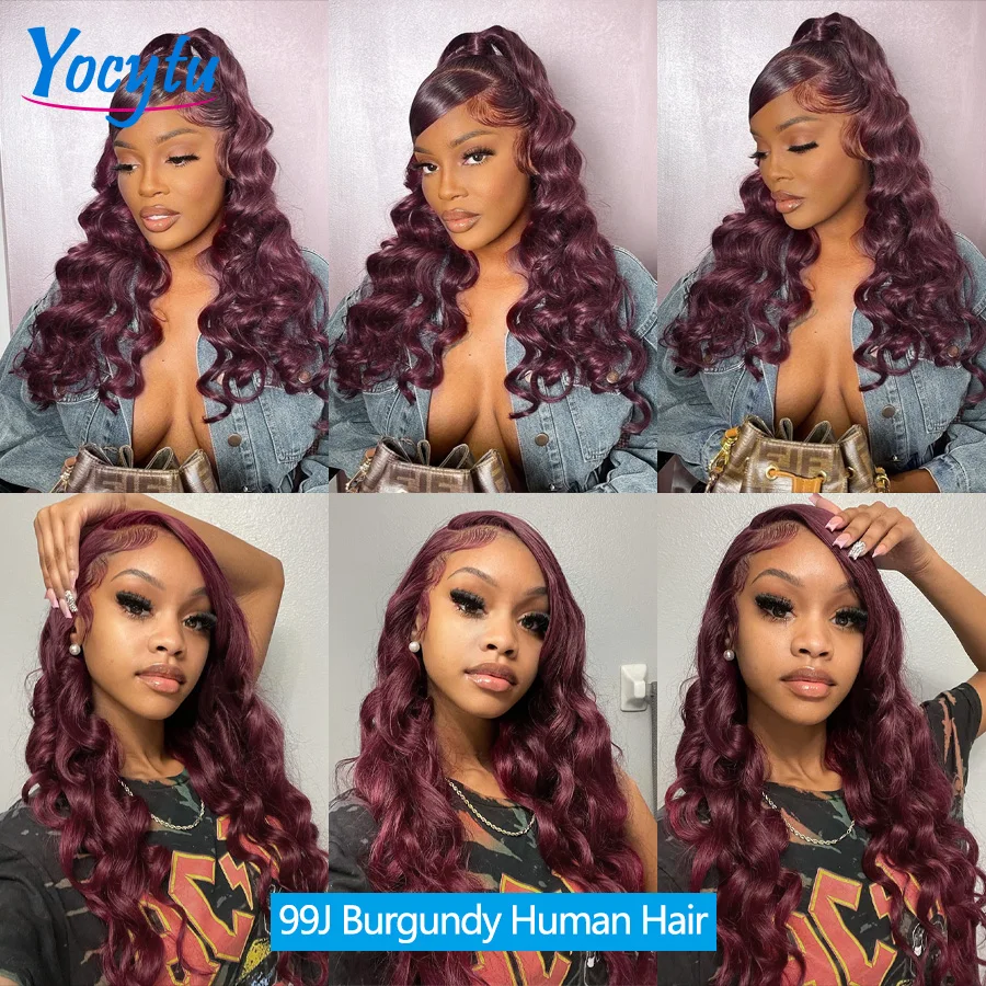 Burgundy Body Wave Bundles Human Hair 242424 Inches 99J Human Hair Bundles Red Colored Bundles 100% Human Hair Brazilian Weave Bundles Human Hair