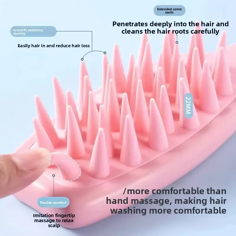 مقبض طويل سيليكون فرشاة شعر فروة الرأس تنظيف مشط شامبو تدليك فرشاة غسل الشعر مشط المهنية صالون تصفيف الشعر أداة #4