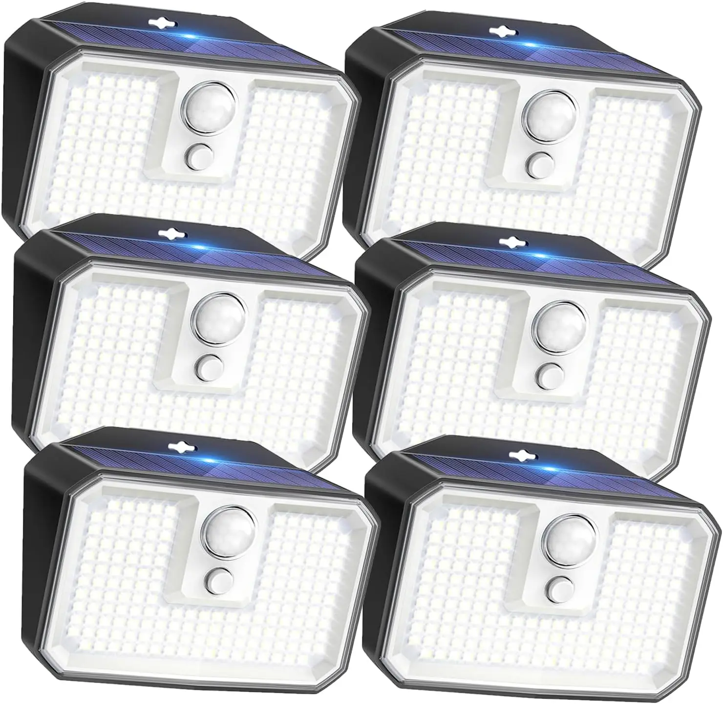 

6-Pack Solar Motion Sensor Lights Outdoor, 168 LED Waterproof Security Light with 3 Modes for Garden, Fence, Garage, Deck, Door