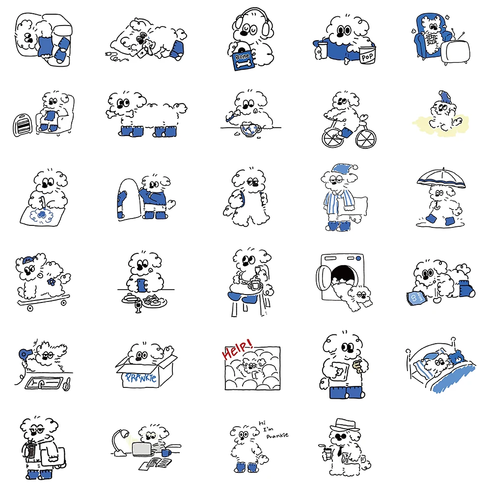 65PCS Dog Puppy Stickers Kawaii Vintage For DIY Kids Bed Room Notebook Luggage Motorcycle Laptop Refrigerator Decals Graffiti