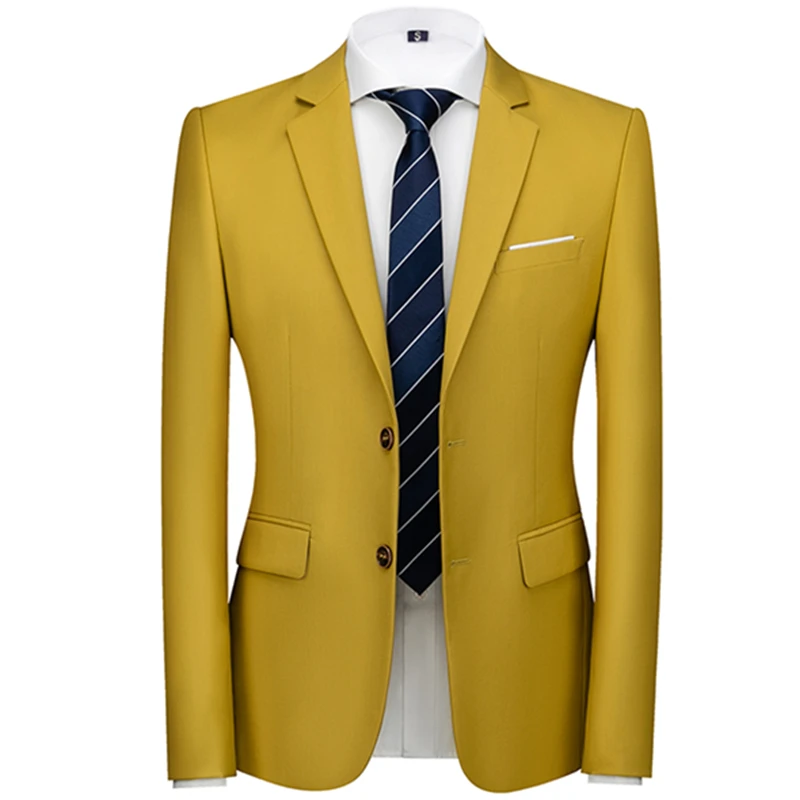 2023 Fashion New Men\'s Casual Boutique Solid Color Suit Coat / Men\'s Slim Fit High Quality Business Groom Wedding Blazer Jacket