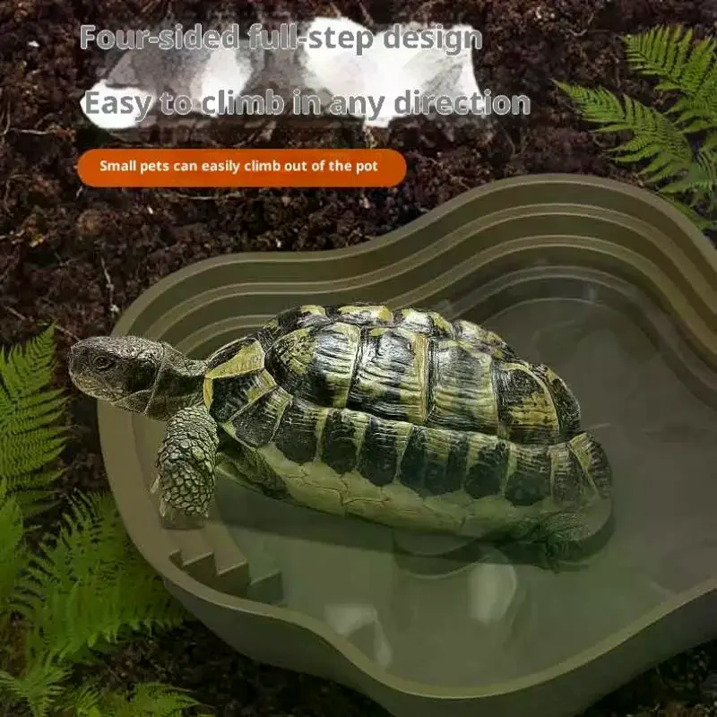Turtle Frog Bathing Basin With Anti-Slip Ramp Can Also Be Used As Food Bowl And Water Basin For Reptiles And Amphibians