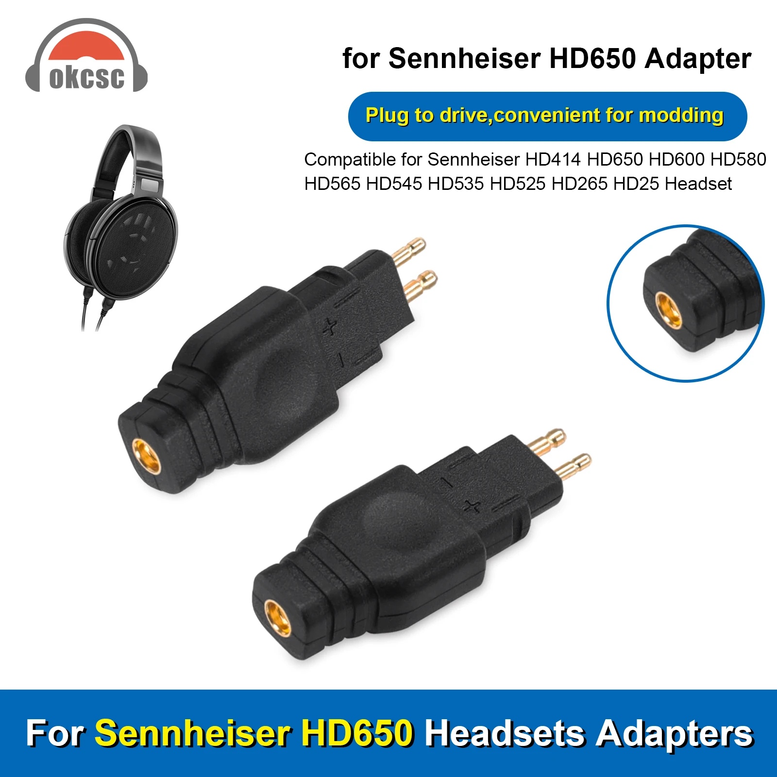 OKCSC HIFI Headphone Plug 3.5/0.78mm ER4P EXK FitEar AD2C W40 HD580 QDC IE80 IE40 JH to MMCX Earphone Conversion Pin Connector