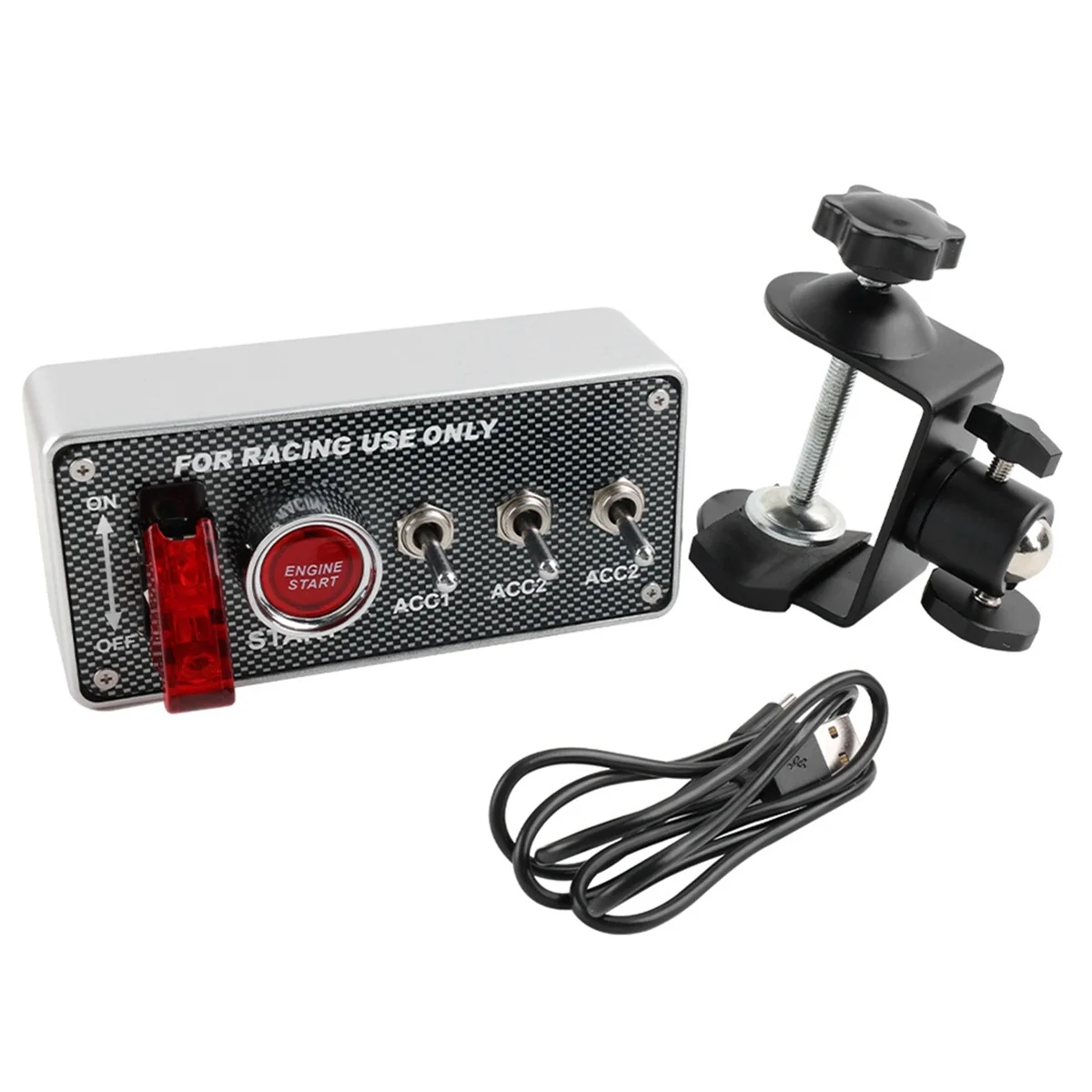 

USB 12V Ignition Switch Panel Ignition Push Buttons LED Toggle Switch Panel Carbon ForAmerican Simracing Games