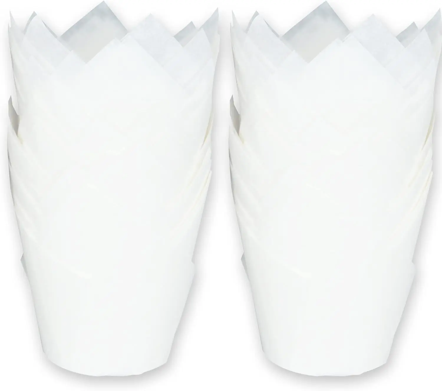 

500 больших белых чашек для выпечки тюльпанов, основание 2-1/4 дюйма x высота 4 дюйма, жиронепроницаемая бумага для кексов и кексов