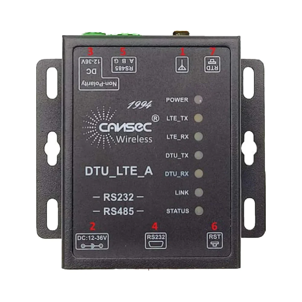 وحدة نقل البيانات Cansec DTU LTE 4G مع RS232 RS485 إلى خادم Wifi Ethernet اللاسلكي