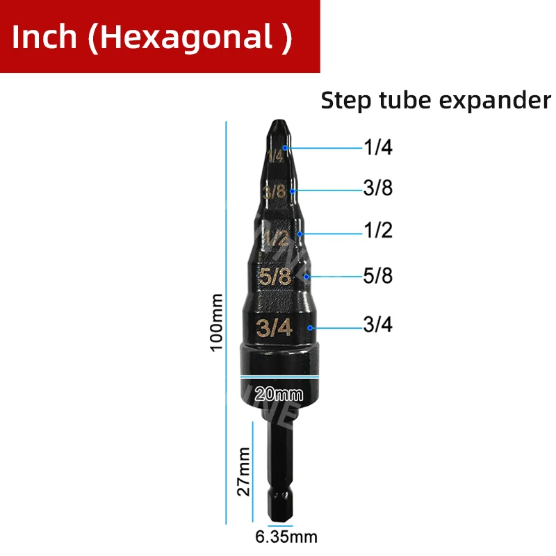 Expansor de tubo, mango Hexagonal, mango Triangular, tubo de cobre, reparación de aire acondicionado, cabezal de expansión de broca eléctrica 5 en 1