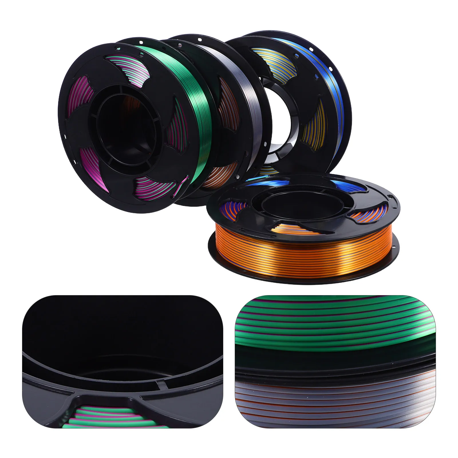 4 Spools 1.75mm 3D Printing Filament Pla Smooth Low Warping Multicolor 250G Each Assorted Pack for Creative Crafting Project 3D