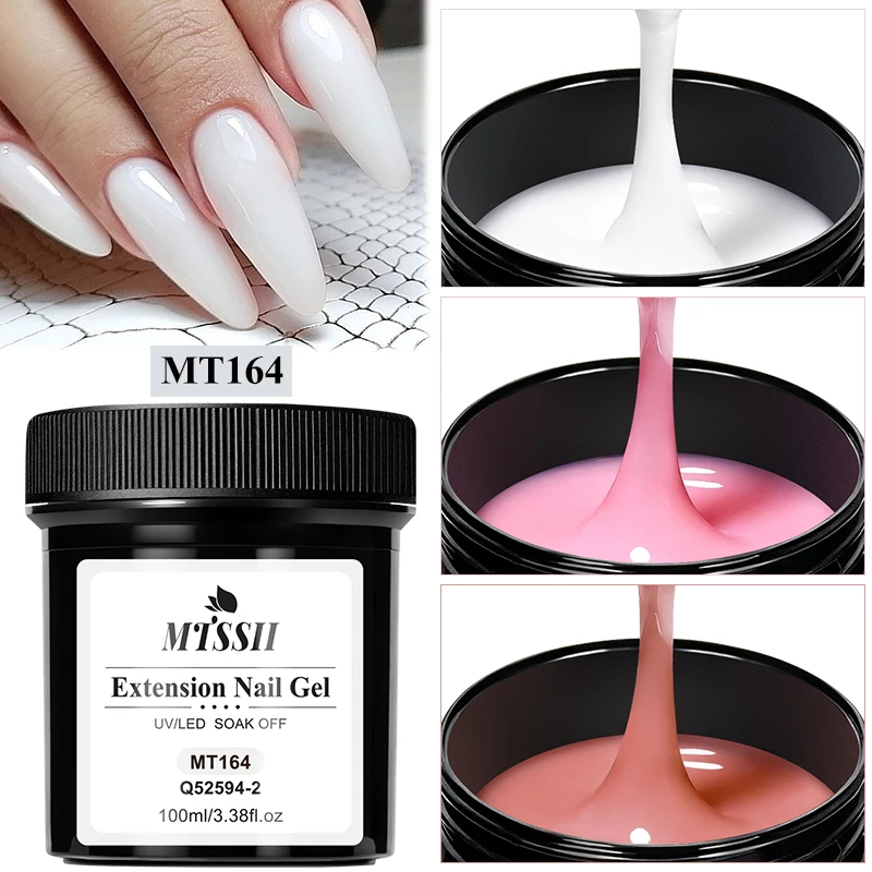 100 مللي واضح الأبيض الوردي تمديد جيل للأظافر UV LED العلاج منشئ جيل للأظافر الاكريليك الفرنسية مسمار الفن شبه دائم UV جل الورنيش