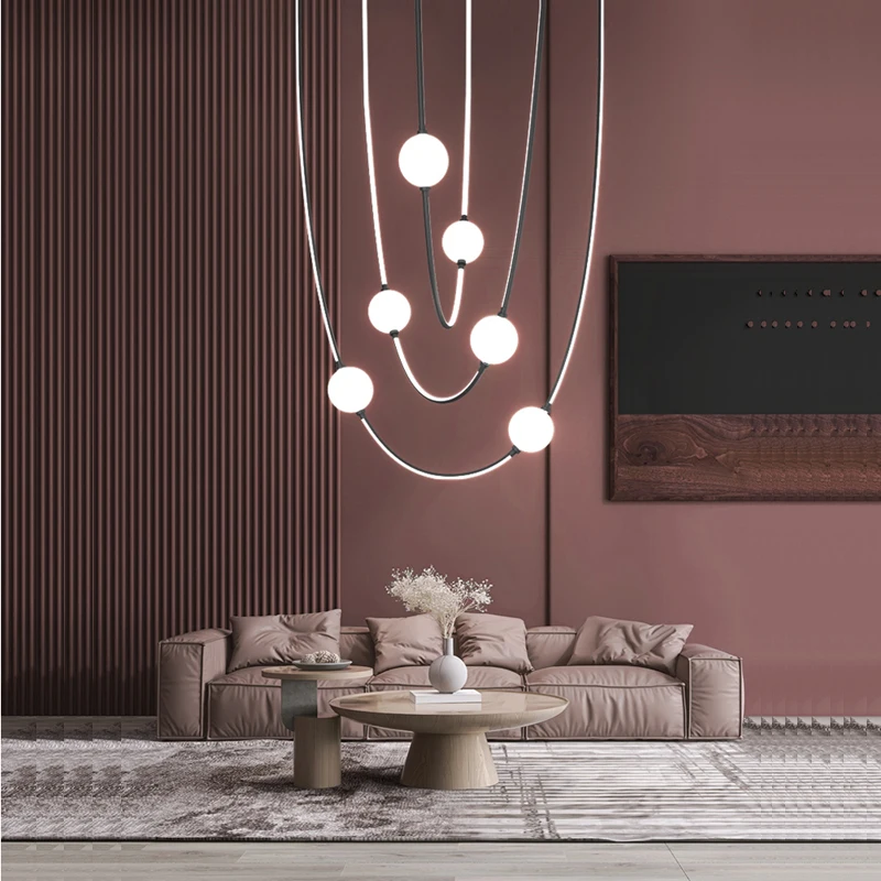 Minimalist white ping pong Chandelier Lustre Light-emitting diodes Height adjustable Ceiling dimmable Designed for Bedroom