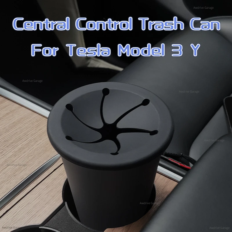 

For Tesla Model 3 Y Central Control Trash Can Car Armrest Box Garbage Bin Creative Storage Cup Box Multifunctional Garbage Bin