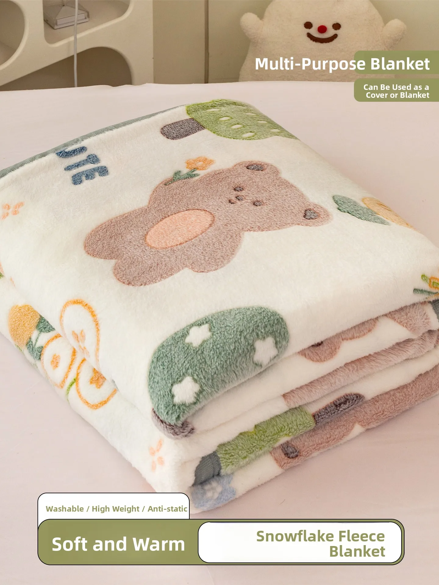 Thickened Milk Coral Flannel Blanket Winter Office Nap Sofa Cover Bedding Polyester Fiber Cartoon Pattern Warm All Seasons