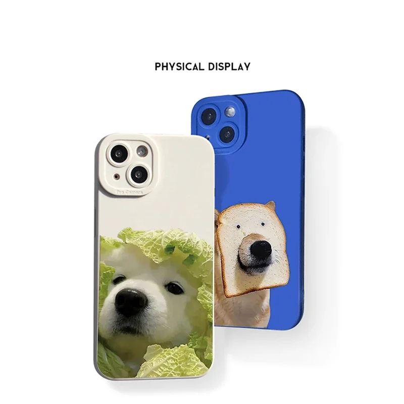 Cute Bread Dog TPU Soft Phone Case for IPhone 14 15 Pro Max 13 12 11 Pro 7 8 Plus SE 2020 XR X XS Max Phone Cover Bumper