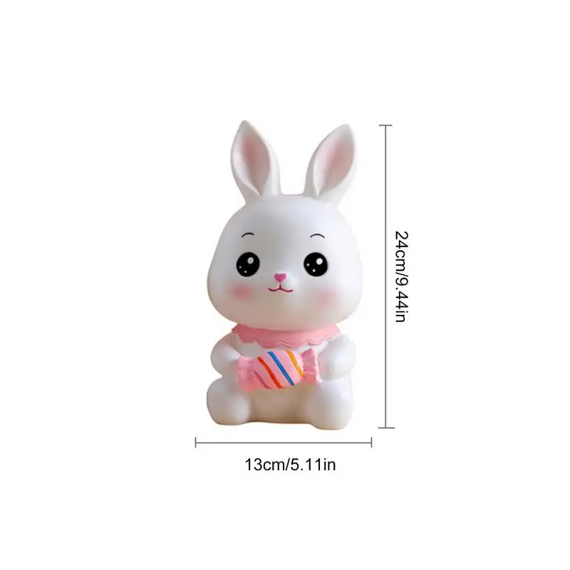 Rabbit Money Bank Desktop Animal Statue Money Bank Shatterproof Cartoon Rabbit Banks Kids Bunny Saving Money Jar Animal Figurine