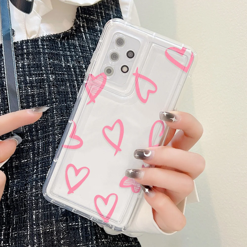 Soft Love Heart Case For Samsung S23 FE S24 Ultra Plus A54 5G A55 A15 A34 A33 A53 A14 A13 A05 A52 A32 A23 A24 A73 S21 S22 S20 FE