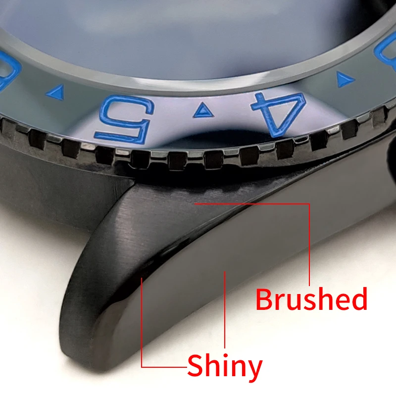 빈티지 시계 케이스 블랙 광택 브러시드 스틸 시계 케이스 MOD 시계 부품 SKX NH35 NH36 4r36 4r35 교체 시계 부품