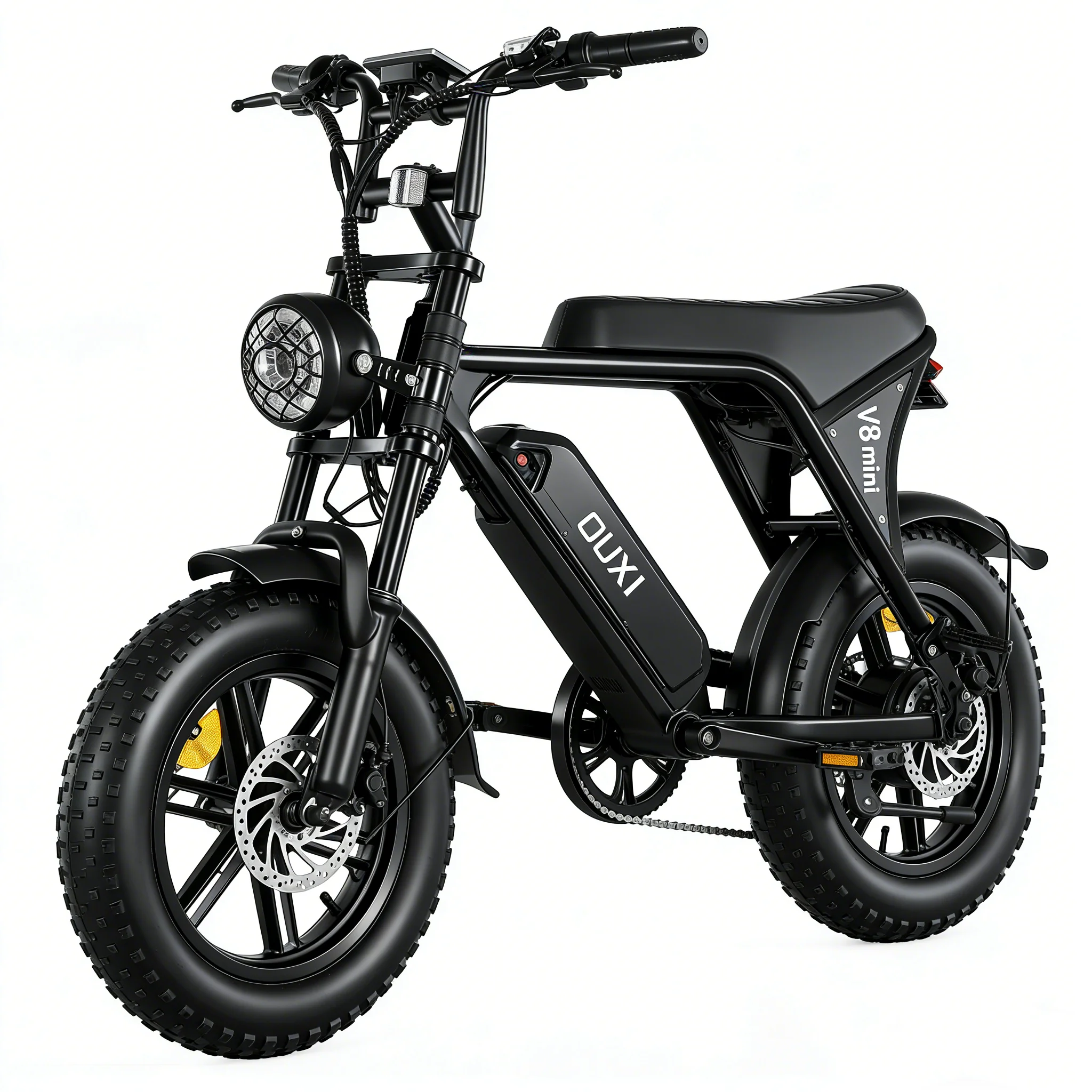 

OUXI V8-Mini 16" Small Electric Bicycle Off-Road Fatbike 500W Motor 36V 10.4Ah Battery 7 Speed Adults E-Bike with Disc Brakes