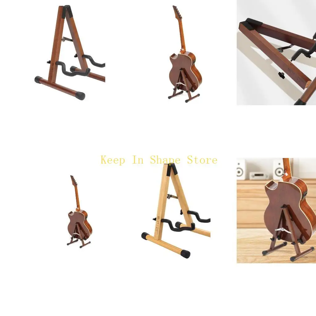 U1JC Universal Folding Acoustic Guitar Stand Adjustable Wooden Floor Guitar Holder Portable A-Frame Musical Instrument Stand