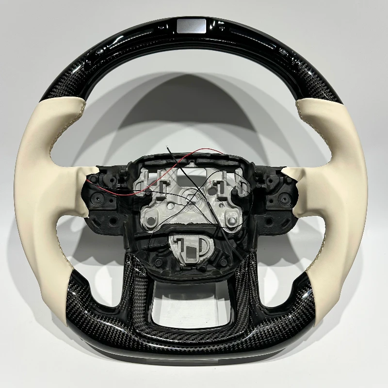 

With LED Black Carbon Fiber Beige Stitched Steering Wheel for Land Rover Range Rover 2010-2012 IV 2013 SPORT P400e Velar Evoque