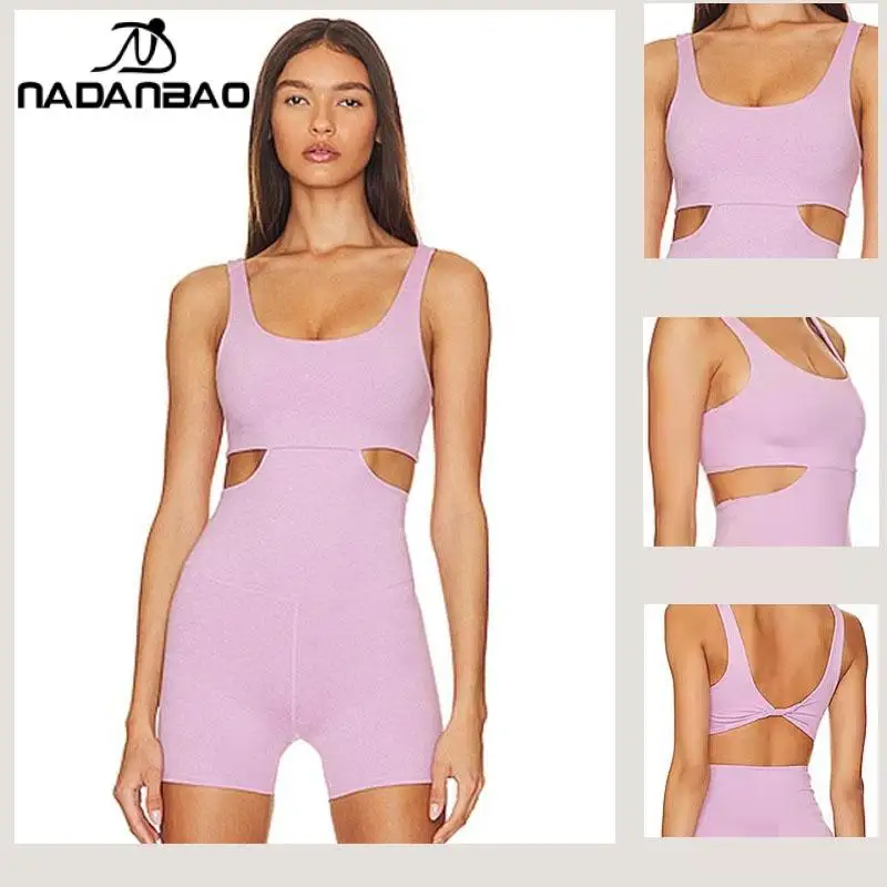 Nadanbao Women Sexy One-Piece Tennis Suit Outdoor Sports Fashion Casual Fitness Yoga Dress Hollow Out Golf Backless Gym Clothes