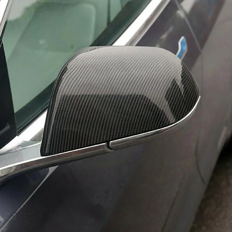 

For Tesla Model 3 17-25 Side Mirror Covers Cap Direct ADD-ON Carbon Fiber Mirror Covers 2PCS