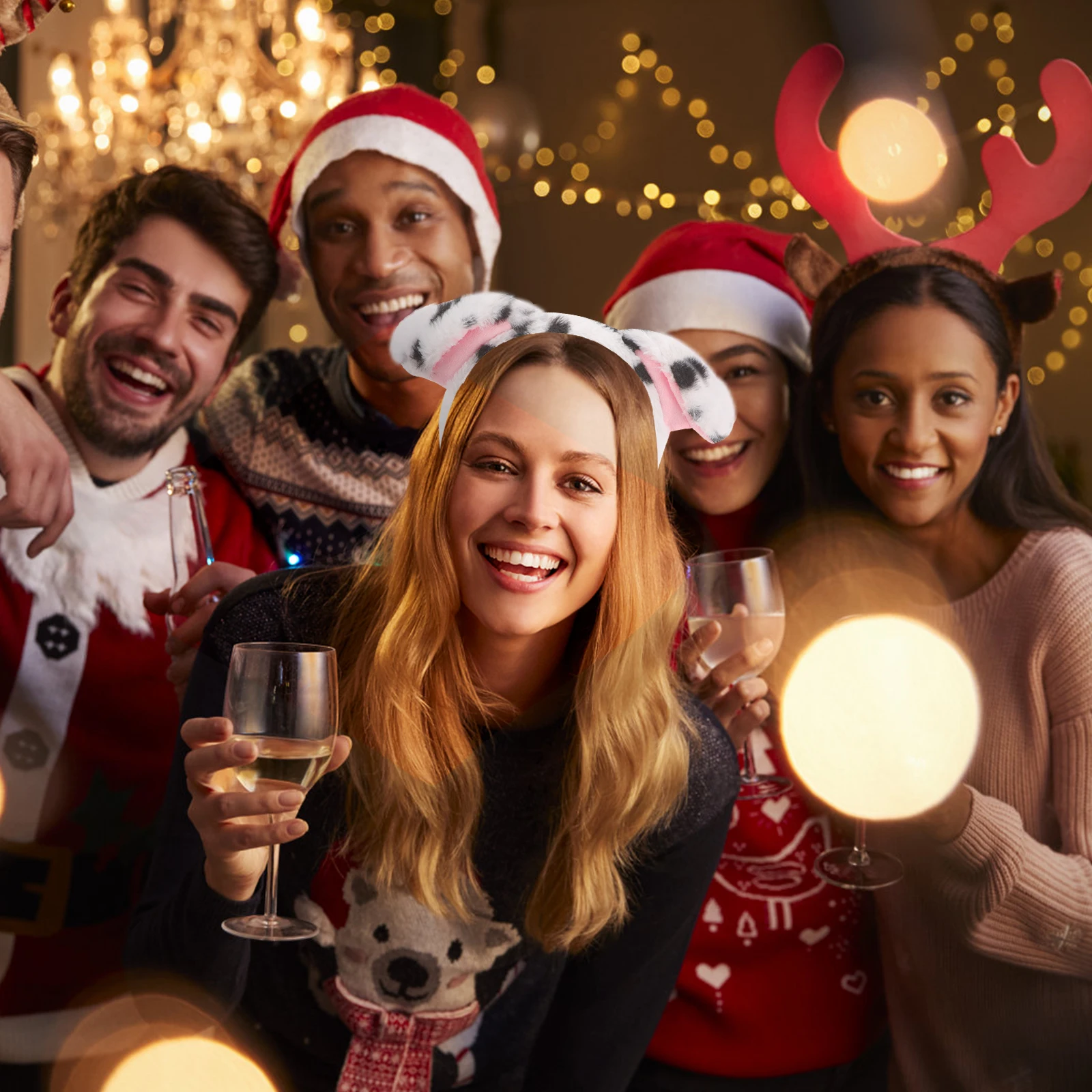 

1 Set Dog Ear Headband Bowtie Tail Set Animal Costume Cosplay Party Decor Spotted Puppy Ears Accessories Lightweight Comfortable