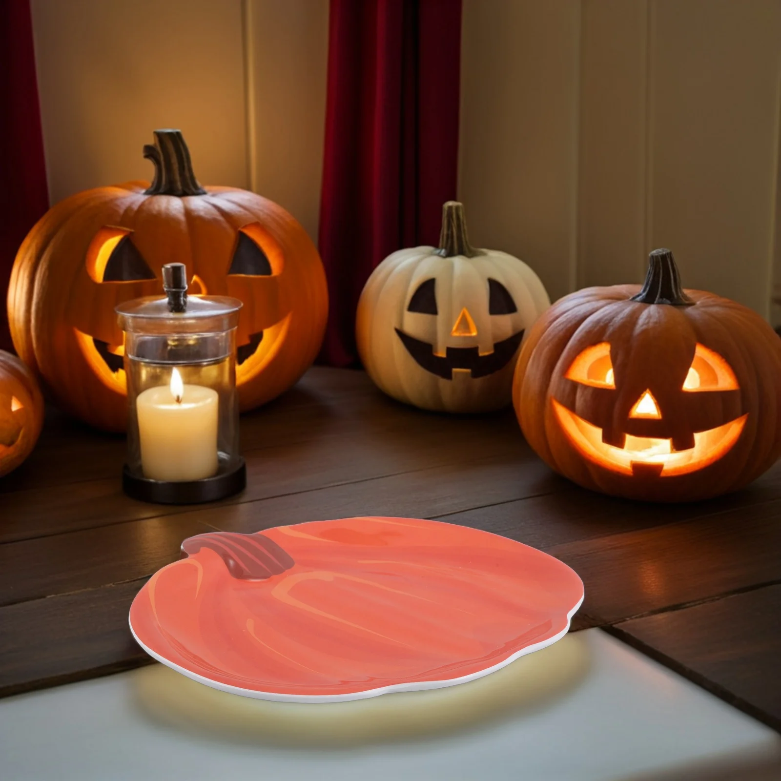 

Pumpkin Plate Irregular Pumpkin Shaped Melamine Serving Tray Halloween Thanksgiving Fall Dessert Appetizer Dish