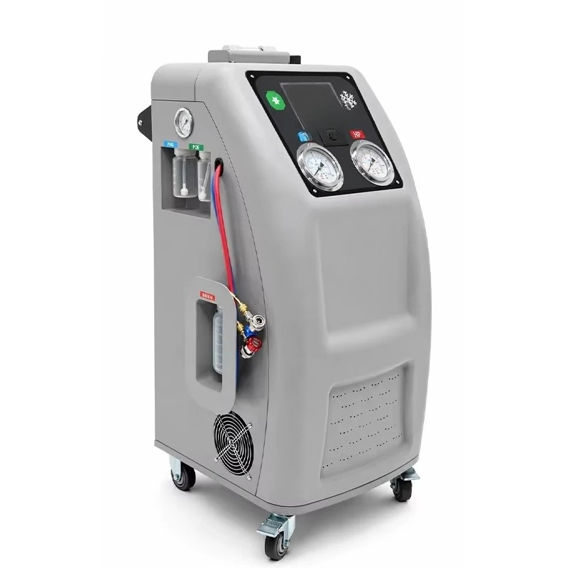 Automatic air conditioner refrigerant recovery and filling machine, automotive air conditioner repair station flushing function