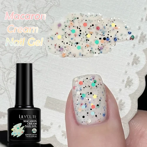 Imagen 2 del producto LILYCUTE 7ml crema de macarrón esmalte de uñas de Gel brillo lentejuelas arte de uñas barniz híbrido semipermanente remojo de uñas de Gel UV suministros de uñas
