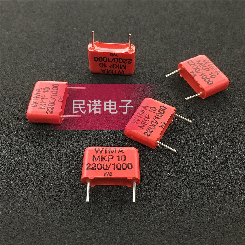 WIMA-Capacitor passivo audio, filme alemão, MKP10, 1000V, 2200PF, 222, 0.0022UF, passo de 10mm, 5 PCes, 10 PCes, 50 PCes