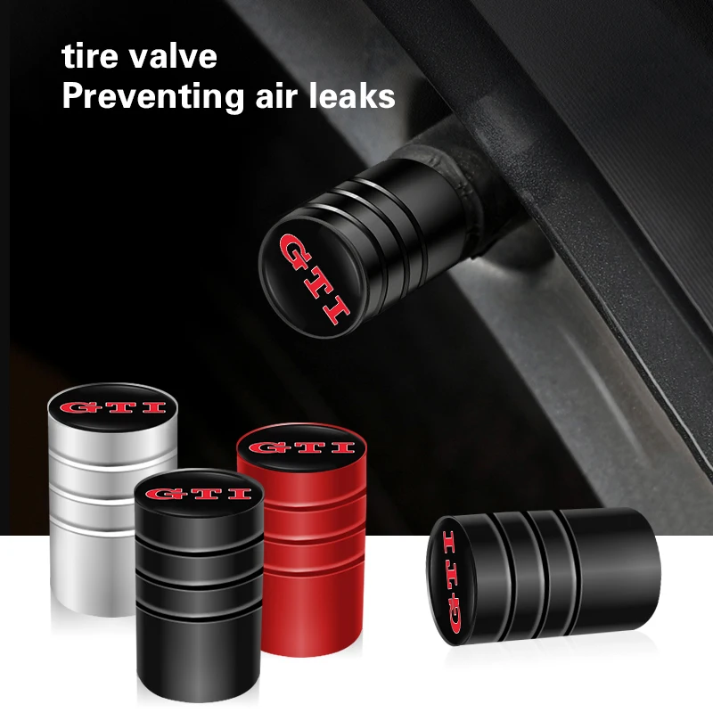 Car Styling Metal Car Tire Valve Caps Dust Prevention Accessories For GTI Volkswagen Jetta R T5 Golf Passat R-Line Beetle Polo