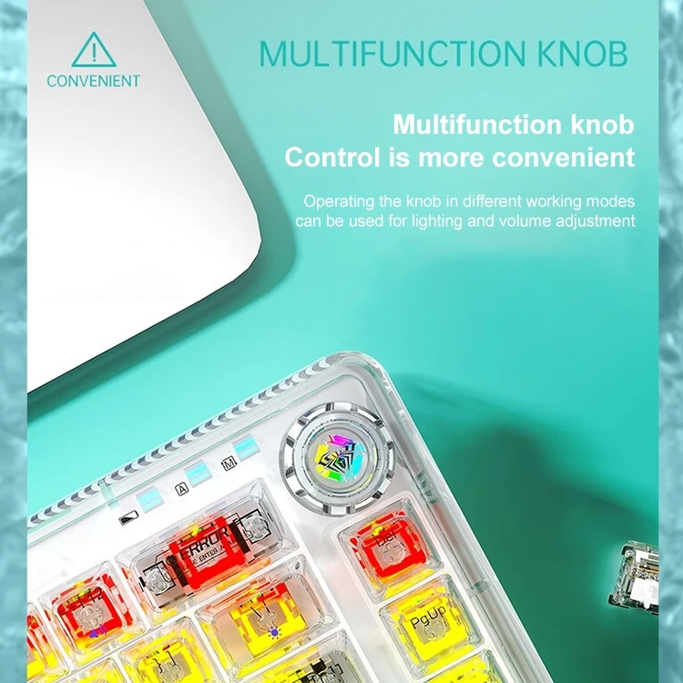 New Arrival AULA F68 60% Compact Transparent Wireless Mechanical Keyboard RGB Backlit Wireless Wired Gaming Keyboard for Laptop